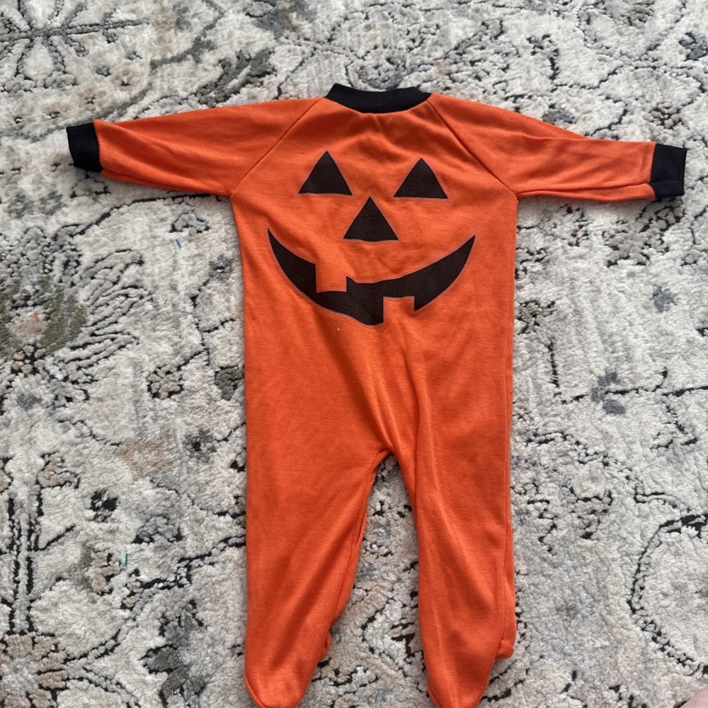 Vintage Pumpkin Baby Jumpsuit Size 0-3 Months Halloween Costume Unisex USA Made